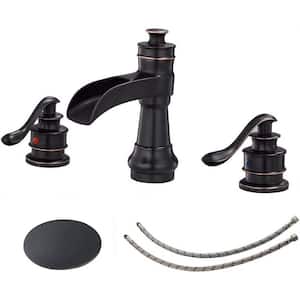 Waterfall Widespread Bathroom Faucet 3-Hole Oil Rubbed Bronze Farmhouse 8 in. Pop Up Drain Stopper Assembly