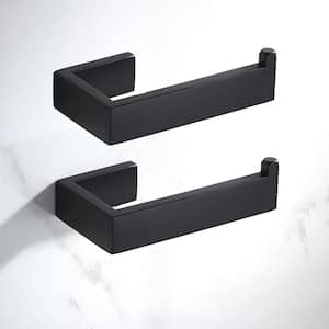 2 Pieces Bath Wall-Mount Toiler Paper Holder Non-Slip Tissue Holder in Matte Black