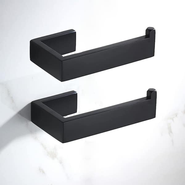 ATKING 2 Pieces Bath Wall-Mount Toiler Paper Holder Non-Slip Tissue Holder in Matte Black