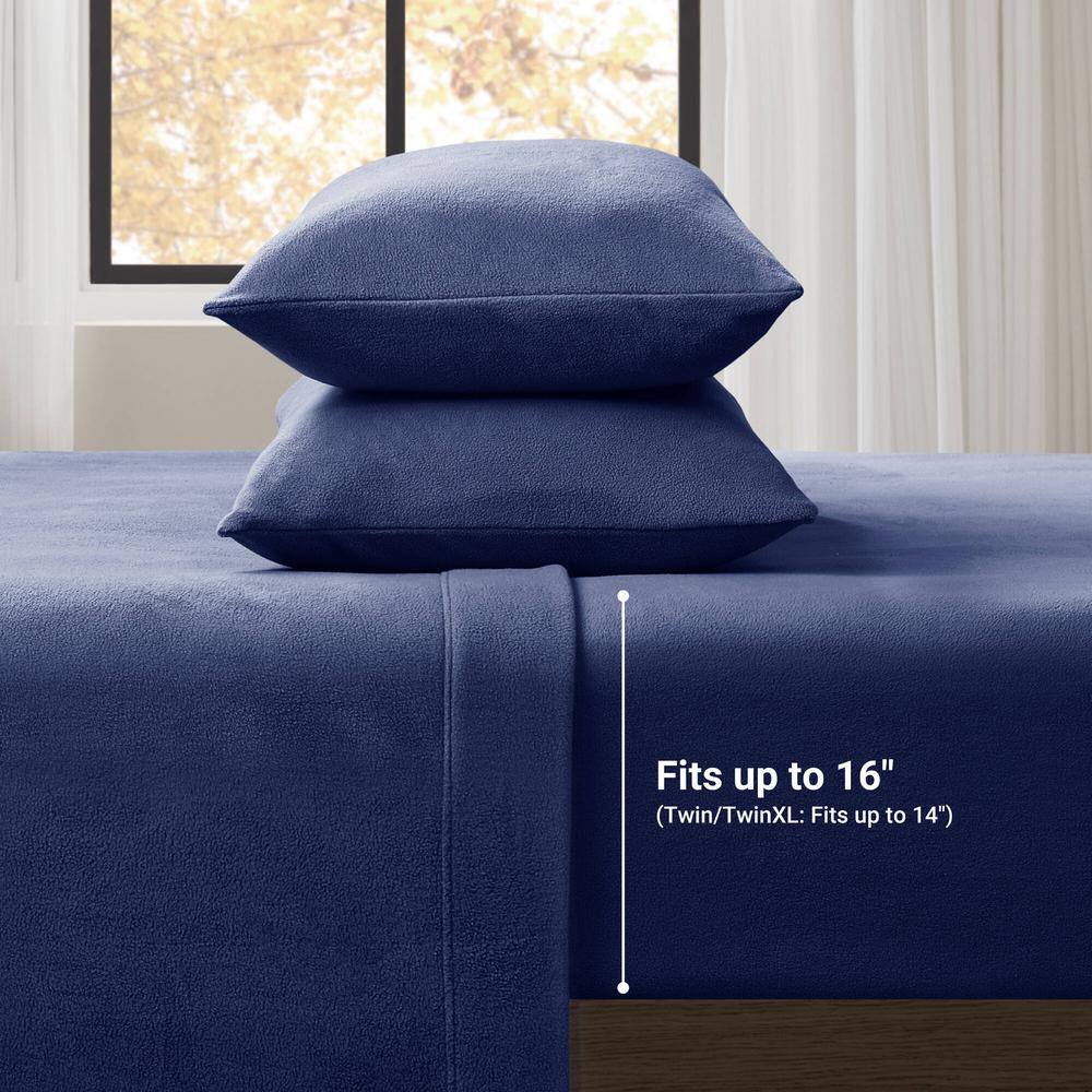Navy Full Micro Fleece Sheet Set with Pillowcases