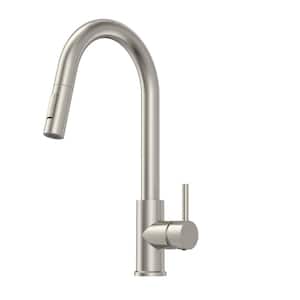 Single-Handle Pull-Down Sprayer Kitchen Faucet with Dual Function in Brushed Nickel