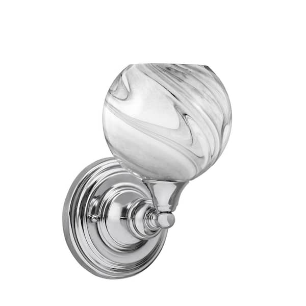 Unbranded Fulton 1-Light Chrome Wall Sconce, 5.75 in. Onyx Swirl Glass