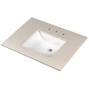 Iced White 37 in. W x 22 in. D Engineered Marble Vanity Top in White with White Rectangle Single Sink