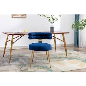 Velvet Leisure Dining Chair,Tufted Upholstered Side Chair,Living Room Accent Chair with Metal Legs, Bedroom, Club,Navy