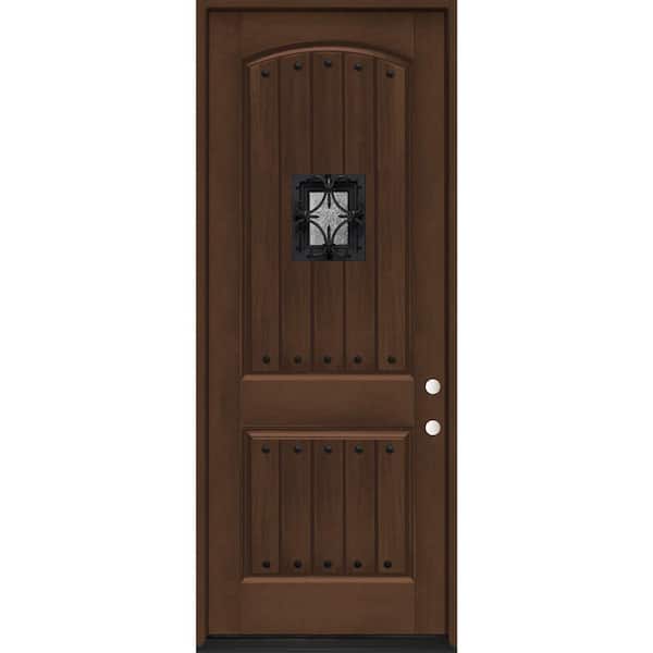 Steves & Sons 36 in. x 96 in. 2-Panel Left-Hand/Inswing Hickory Stain Fiberglass Prehung Front Door with 4-9/16 in. Jamb Size