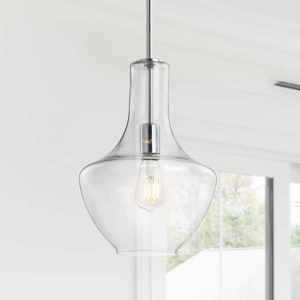 Jonathan Y Watts 10.5 In. 1- Light Chrome Clear Glass Metal Led Pendant 