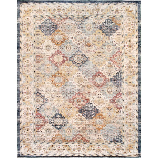 Heritage Light Blue 9 ft. x 12 ft. Polypropylene and Polyester Oriental Area Rug