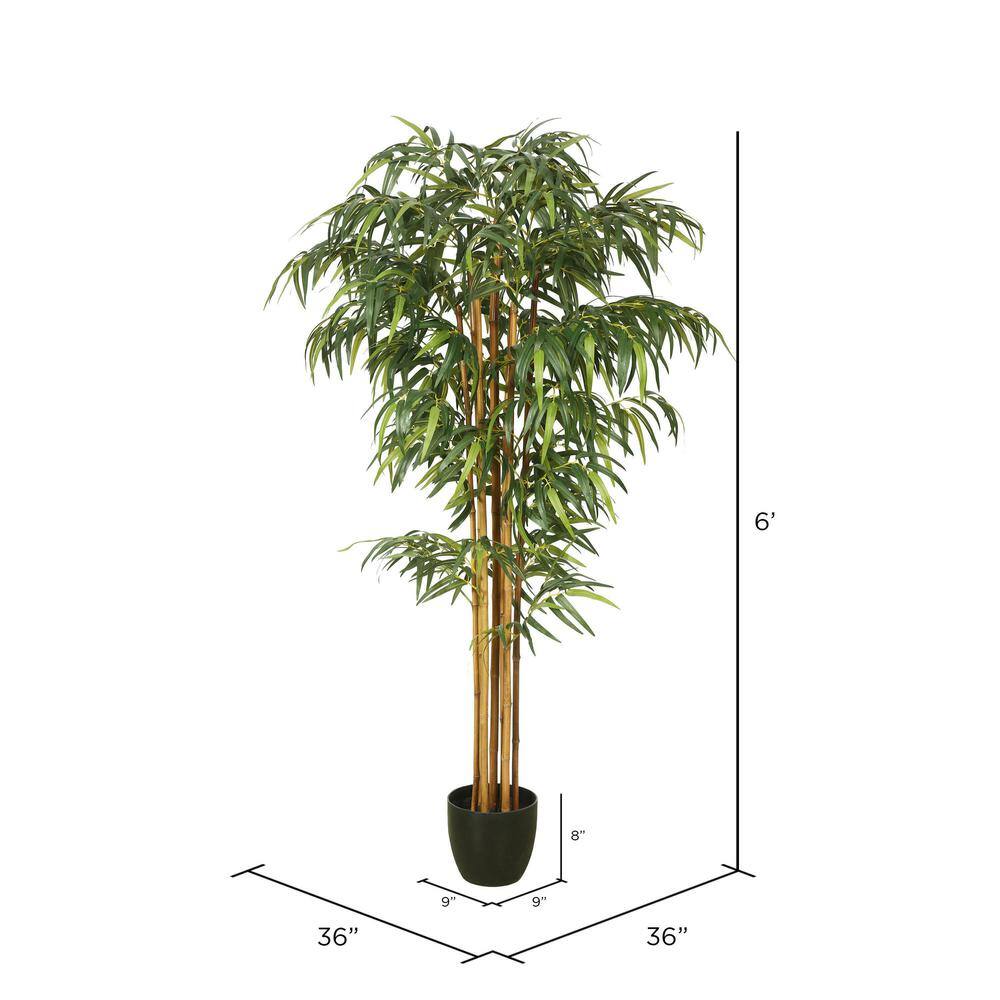 6 ft Green Bamboo Tree with Black Pot