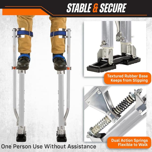 24 in. to 40 in. Adjustable Height Silver Drywall Stilts 190786TYQ
