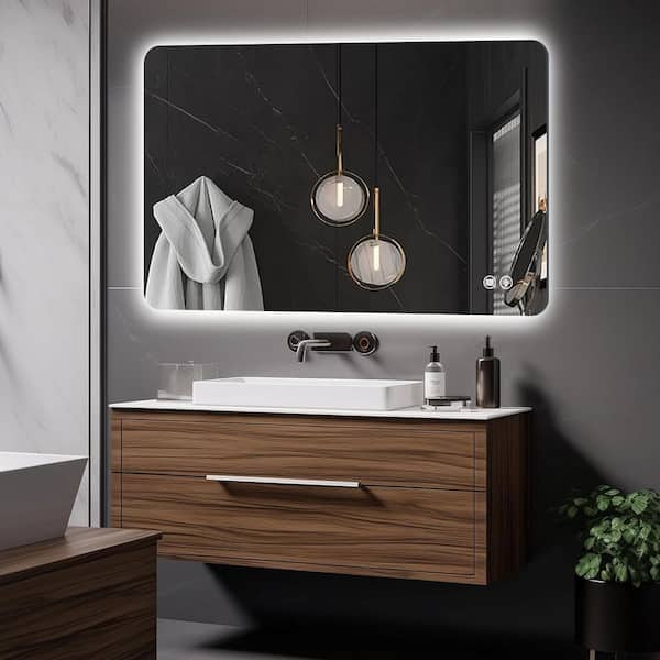 30 in. W x 48 in. H Rectangular Frameless Anti-Fog Adjustable Backlit LED Wall Mirror Bathroom Vanity Mirror