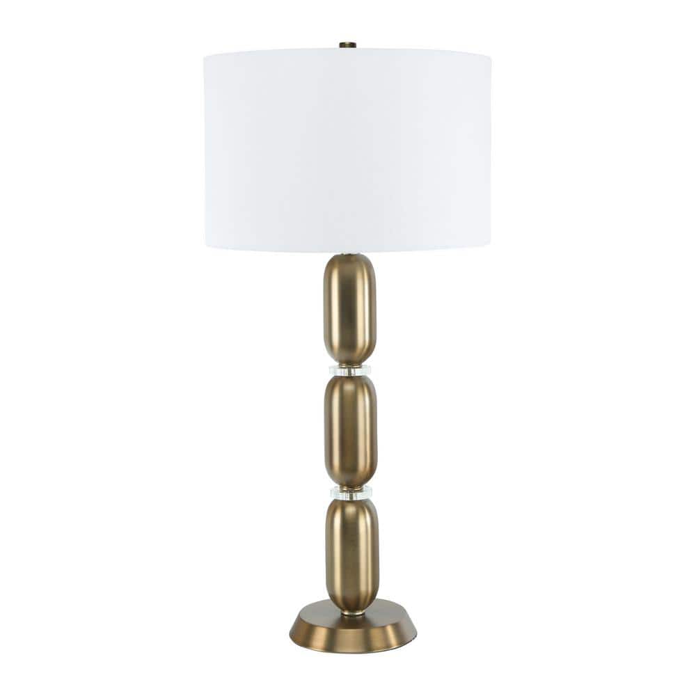 32.75 in. Gold Metal and Glass Table Lamp with Linen Shade price history on PriceWatchPro