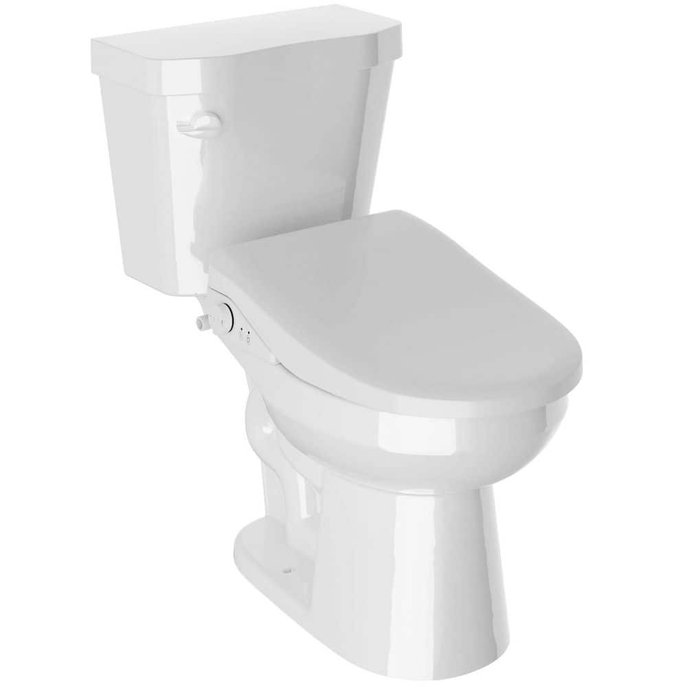 Rev 12 in. 2-pieces 1.28 GPF Siphon Round Ceramic Toilet in White Electric Bidet Seat with Auto Lid ADA Included price history on PriceWatchPro