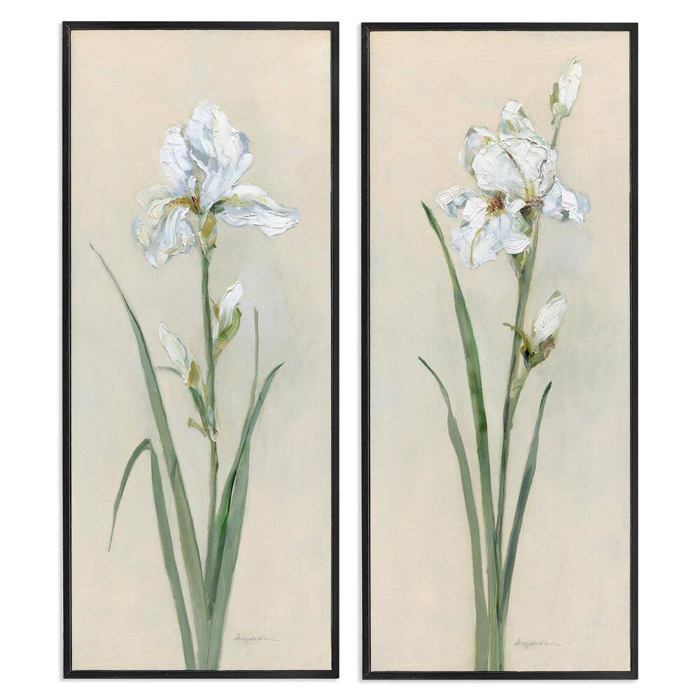 White Irises Traditional by Sally Swatland 2-Pieces Black Framed Nature Giclee Art Print 30 in. x 13 in. price history on PriceWatchPro