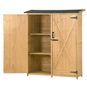 5.3 ft. H x 4.6 ft. W x 1.6 ft. Wood Shed with Outdoor Natural Storage Roof Double Lockable Door 8.5 sq. ft.