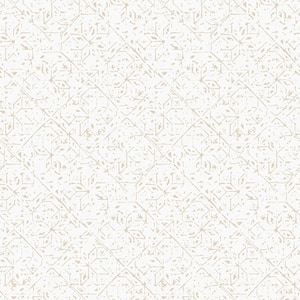 Bazaar Collection Taupe/White Glitter/Shimmer Tangier Tile Non-WOven Paper Non-Pasted Wallpaper Roll (Covers 57 sq. ft.)