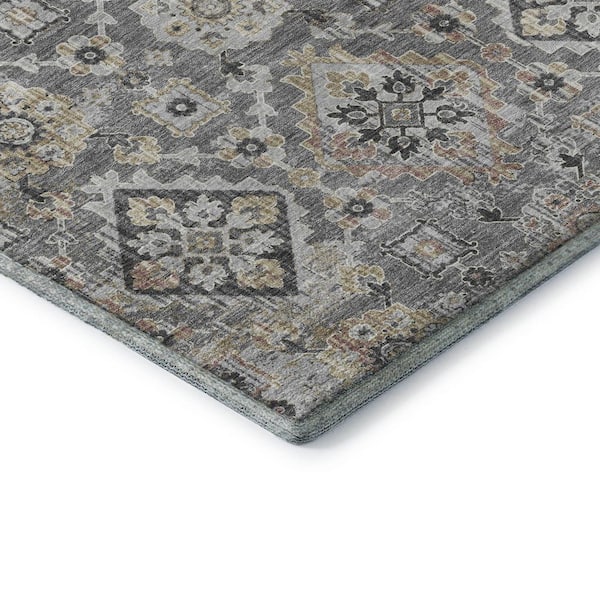 Mayfield Premium Machine Washable Abstract AMF1998 Gray 2 ft. x 7 ft. Runner Rug