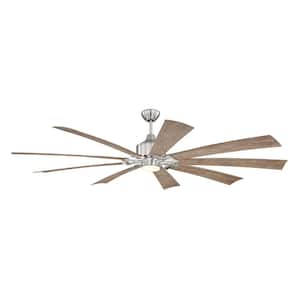 Eastwood 70 in. Indoor Dual Mount 6-Speed Brushed Polished Nickel Ceiling Fan, LED Light Kit and Remote/Wall Control