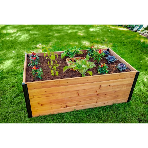 Mezza 3'L x 5'W x 22"H Cedar Keyhole Composting Garden, Golden Brown