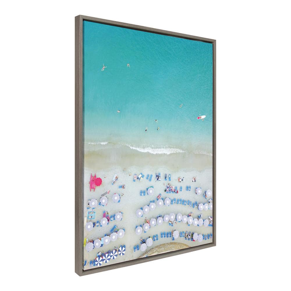 Monterosso al Mare Swim Framed Canvas Wall Art in Gray