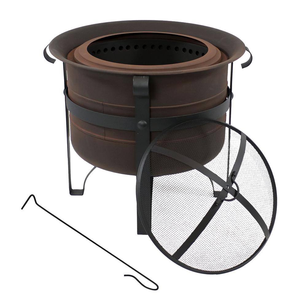 Sunnydaze Decor 23 in. Steel Cauldron Smokeless Fire Pit with Spark ...