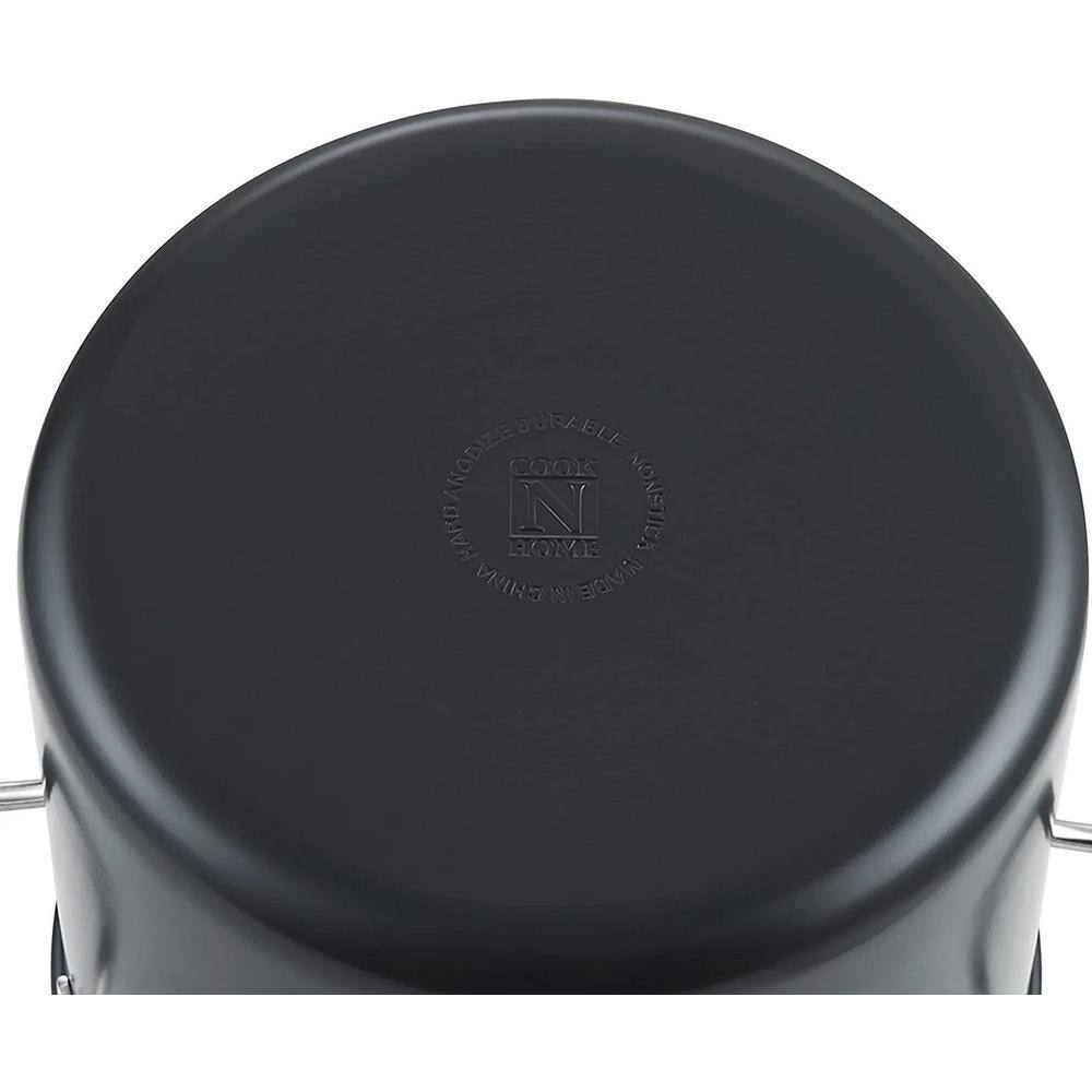 10-Quart Black Aluminum Nonstick Stockpot with Lid
