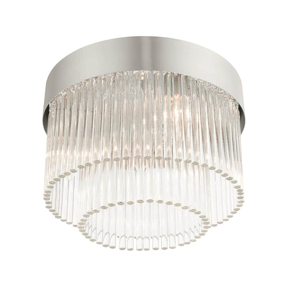 Norwich Sleek Crystal Rod 4-Light Flush Mount in Brushed Nickel