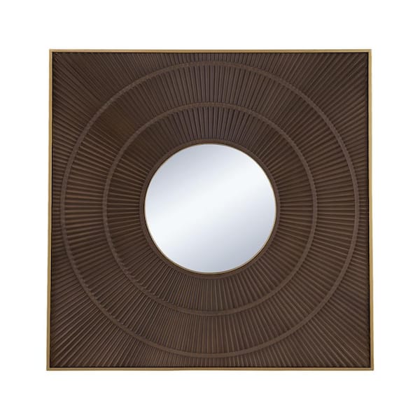 Anky 39.4 in. W x 39.4 in. H MDF Framed Brown Wall Mounted Decorative Mirror