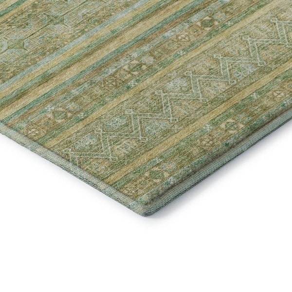 Mayfield Premium Machine Washable Abstract AMF1653 Green 5 ft. x 7 ft. 6 in. Area Rug