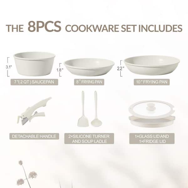 Anqtovp 8-Piece Non-Toxic Ceramic Cookware Set with Removable