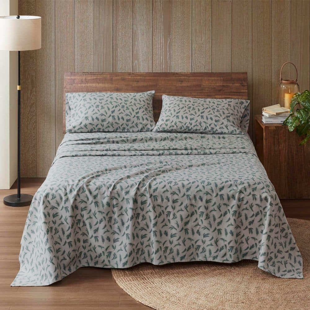 Cotton Flannel 4-Piece Pine Branches Cotton Full Sheet Set