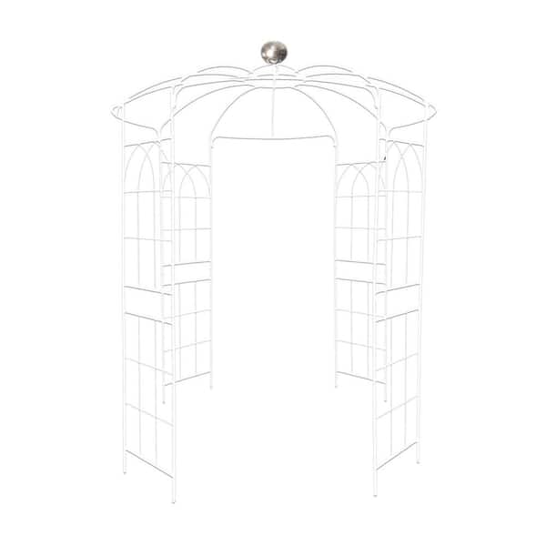 Unbranded Birdcage Shape Gazebo 114.2 in. x 81.30 in. Metal Garden Arbor Trellis in White