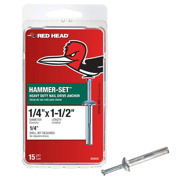 Red Head 1/4 in. x 1-1/2 in. Hammer-Set Nail Drive Concrete Anchors (15-Pack)