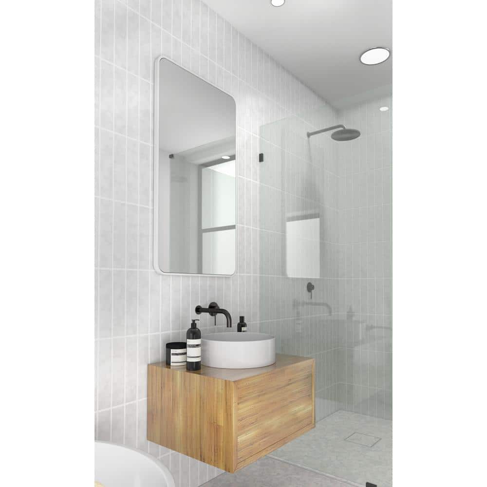 Trinity 40" x 22" White Stainless Steel Rectangular Mirror