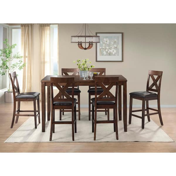 Alexa 24 in. High Back Wood Counter Height Side Chair Set in Cherry (Set of 2)