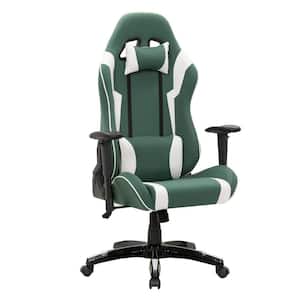 Green and White High Back Ergonomic Office Gaming Chair with Height Adjustable Arms