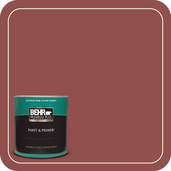 BEHR PREMIUM PLUS 1 qt. #ICC-72 Cinnabar Semi-Gloss Enamel Exterior Paint & Primer