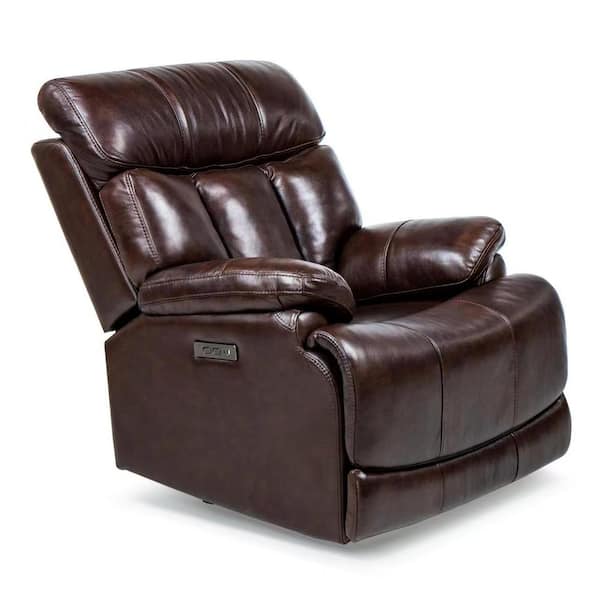 LY & S Collection Brown Leather Standard (No Motion) Recliner with Power Reclining