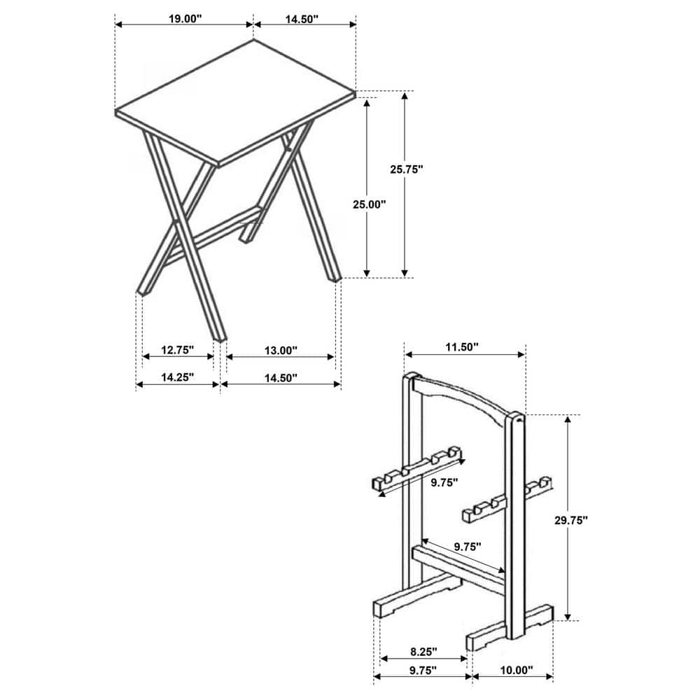 Golden Oak Solid Wood 4-Piece Folding TV Tray Table Set