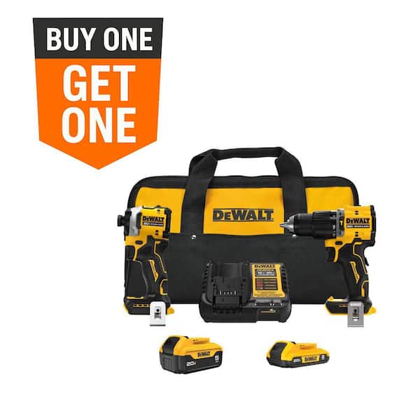 ATOMIC 20V MAX Lithium-Ion Cordless 2-Tool Combo Kit with 5.0 Ah and 2.0 Ah Batteries, Charger and Kit Bag