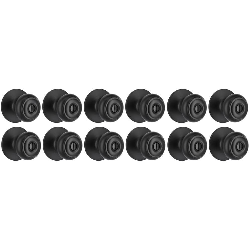 Hartford Matte Black Bed/Bath Door Knob (12-Pack)