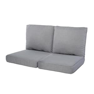 Spring Haven 23.5 in. x 26.5 in. 4-Piece Outdoor Loveseat Cushion Set in True Gray