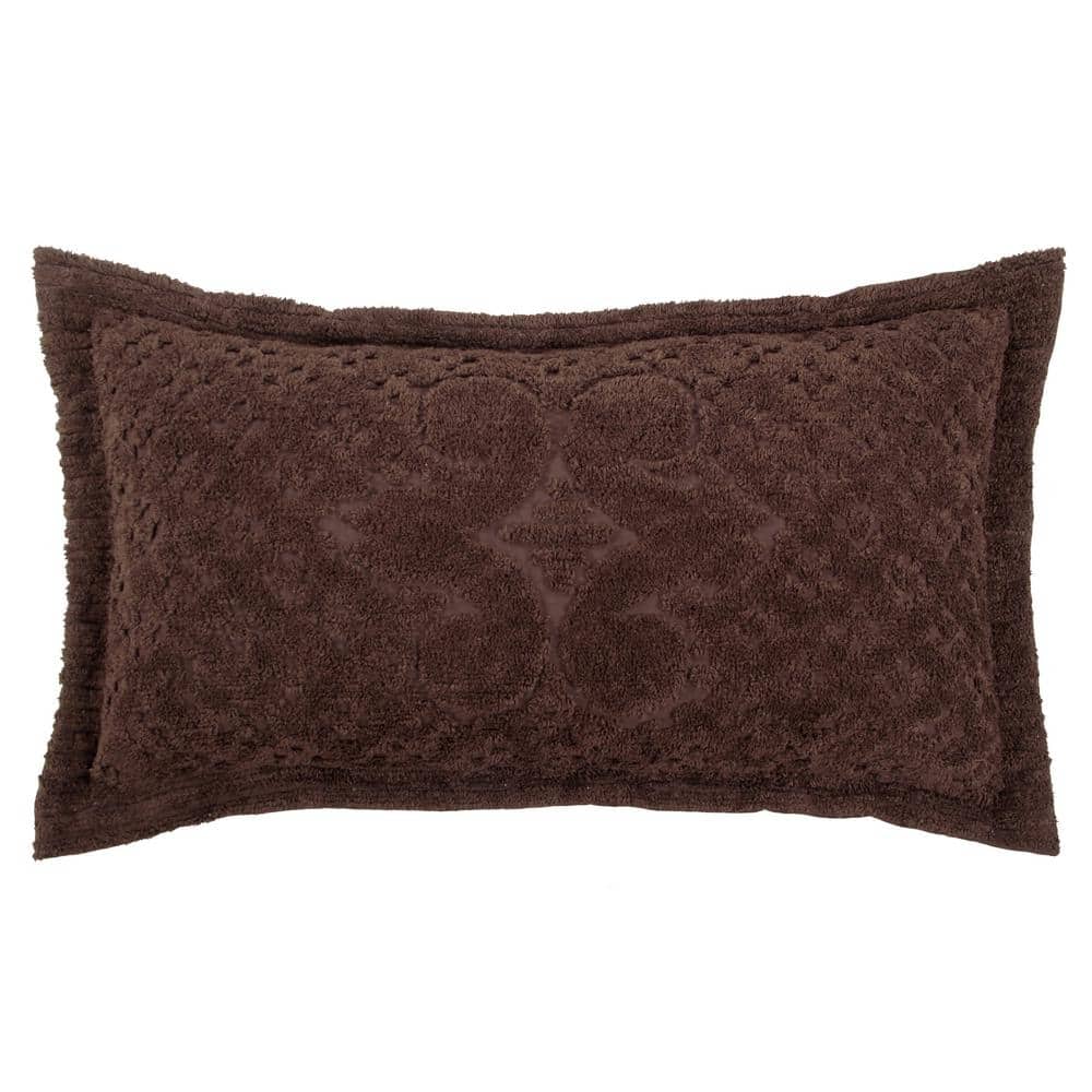 Bettertrends Chenille Tufted Ashton Standard Pillow Sham 21”x27” Chocolate 