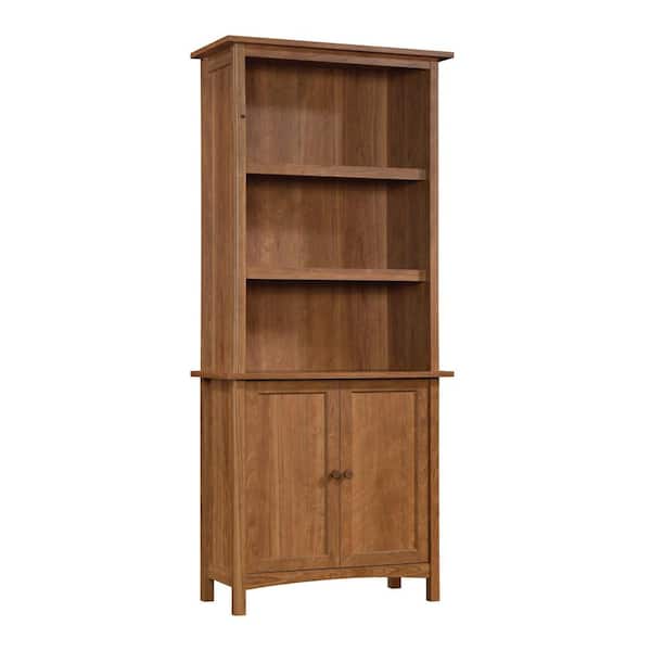 SAUDER Union Plain 71.496 in. Prairie Cherry 5-Shelf Standard Bookcase with Doors