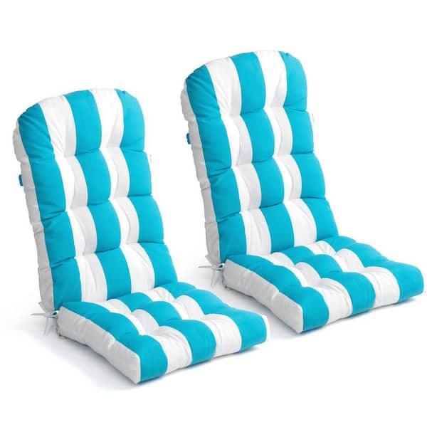 19.7 in. x 49.6 in. 2-Piece Outdoor Adirondack Chair Cushion Rocking Chair Cushions High Back in Blue and White Stripe
