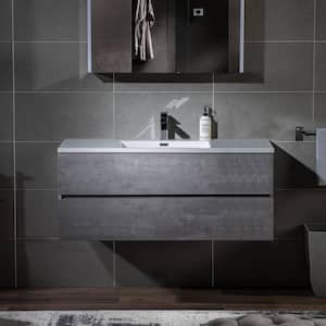Napoli 48 in. W x 18.87 in. D x 19.62 in. H Single Sink Floating Bath Vanity in Gray with White Resin Top