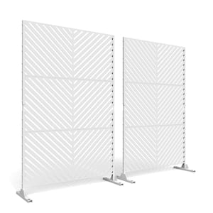 UIXE 76 in. Galvanized Steel Garden Fence Outdoor Privacy Screen Garden Screen Panels in White (2-Pack)