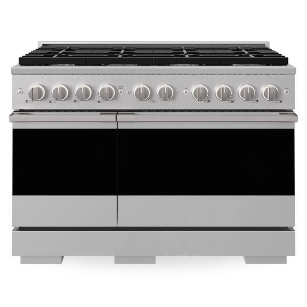 48 in. 6.7 cu. ft. Marino Dual Fuel Freestanding Range with 8 Brass Burner Gas Cooktop and Electric Convection Oven