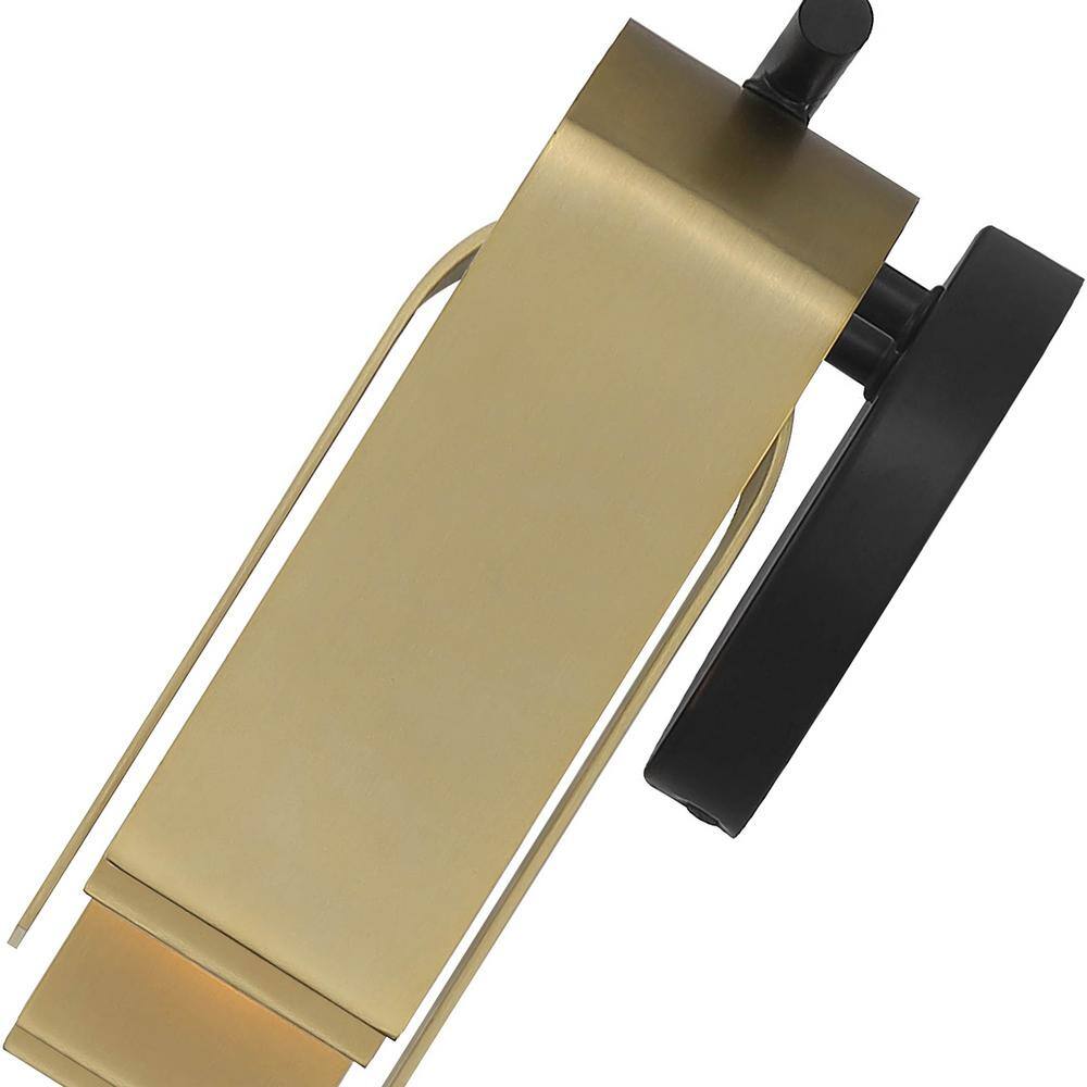 U Turn 3-Light Matte Black Vanity Light with Brushed Gold Shades