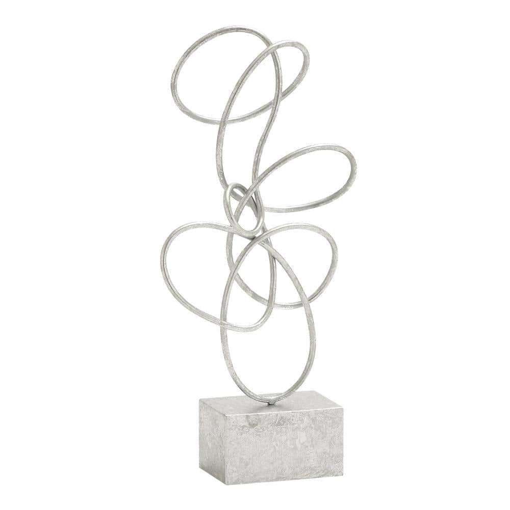 Silver Swirl Solid Abstract Metal Sculpture 10" x 22"