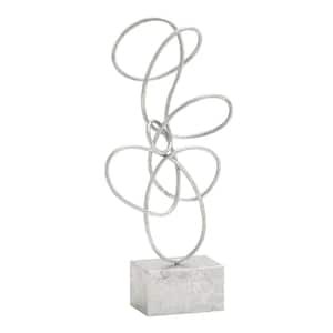 4 in. x 22 in. Silver Metal Swirl Abstract Sculpture